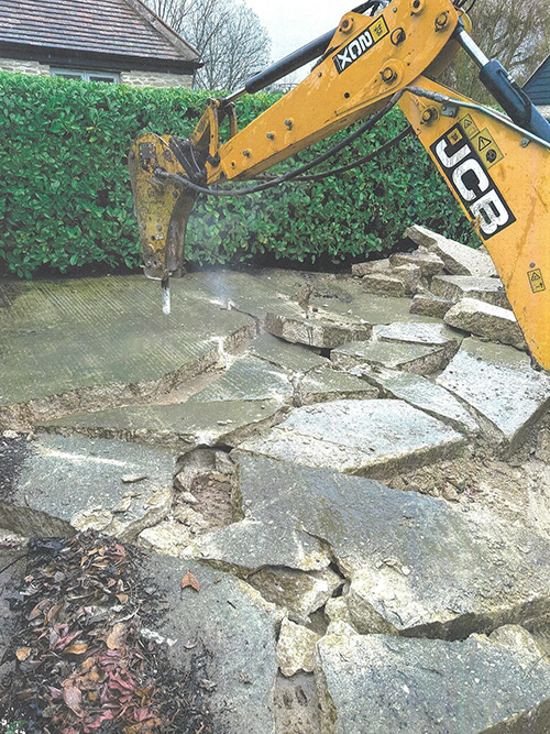 Charney Bassett driveway - breaking out concrete 2